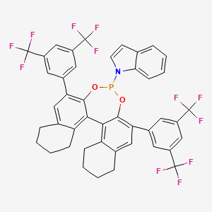 Chemical structure of 1-(2,6-Bis(3,5-bis(trifluoromethyl)phenyl)-8,9,10,11,12,13,14,15-octahydrodinaphtho[2,1-d:1',2'-f][1,3,2]dioxaphosphepin-4-yl)-1H-indole