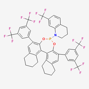 Chemical structure of 1-(2,6-Bis(3,5-bis(trifluoromethyl)phenyl)-8,9,10,11,12,13,14,15-octahydrodinaphtho[2,1-d:1',2'-f][1,3,2]dioxaphosphepin-4-yl)-7-(trifluoromethyl)-1,2,3,4-tetrahydroquinoline