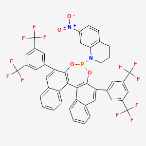 Chemical structure of 1-(2,6-Bis(3,5-bis(trifluoromethyl)phenyl)dinaphtho[2,1-d:1',2'-f][1,3,2]dioxaphosphepin-4-yl)-7-nitro-1,2,3,4-tetrahydroquinoline