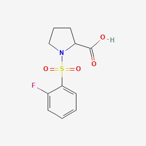 Chemical structure of 1-(2-Fluorobenzenesulfonyl)pyrrolidine-2-carboxylic acid