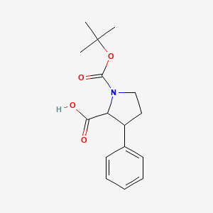 Chemical structure of 1-(tert-Butoxycarbonyl)-3-phenylpyrrolidine-2-carboxylic acid