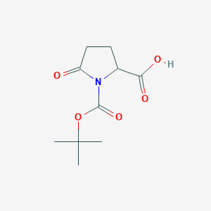 Chemical structure of 1-(tert-Butoxycarbonyl)-5-oxopyrrolidine-2-carboxylic acid