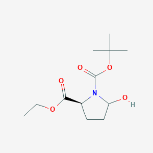Chemical structure of 1-(tert-Butyl) 2-ethyl (2S)-5-hydroxypyrrolidine-1,2-dicarboxylate