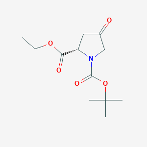 Chemical structure of (S)-1-tert-Butyl 2-ethyl 4-oxopyrrolidine-1,2-dicarboxylate