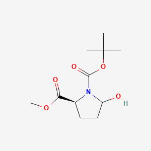 Chemical structure of 1-(tert-Butyl) 2-methyl (2S)-5-hydroxypyrrolidine-1,2-dicarboxylate