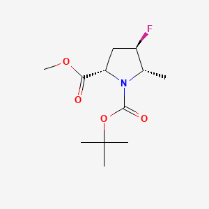 Chemical structure of 1-(tert-Butyl) 2-methyl (2S,4R,5S)-4-fluoro-5-methylpyrrolidine-1,2-dicarboxylate
