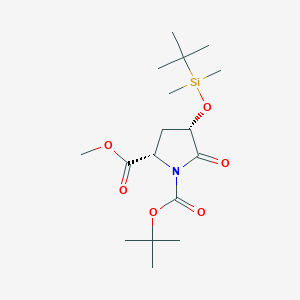 Chemical structure of 1-(tert-Butyl) 2-methyl (2S,4S)-4-((tert-butyldimethylsilyl)oxy)-5-oxopyrrolidine-1,2-dicarboxylate