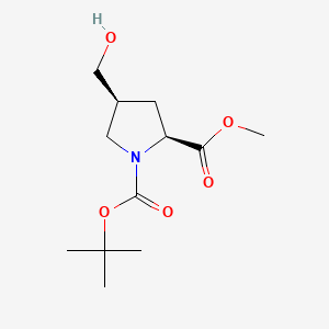 Chemical structure of 1-(tert-Butyl) 2-methyl (2S,4S)-4-(hydroxymethyl)pyrrolidine-1,2-dicarboxylate