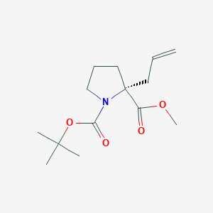 Chemical structure of 1-(tert-Butyl) 2-methyl (R)-2-allylpyrrolidine-1,2-dicarboxylate