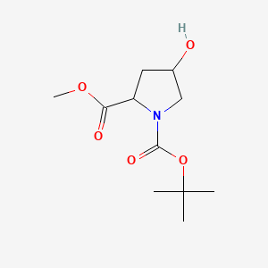 Chemical structure of 1-Tert-butyl 2-methyl 4-hydroxypyrrolidine-1,2-dicarboxylate