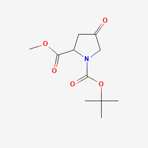 Chemical structure of 1-tert-Butyl 2-methyl 4-oxopyrrolidine-1,2-dicarboxylate