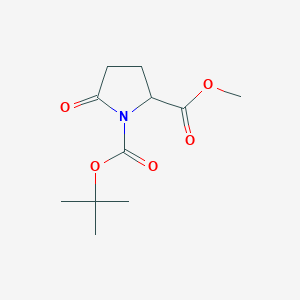 Chemical structure of 1-tert-Butyl 2-methyl 5-oxopyrrolidine-1,2-dicarboxylate