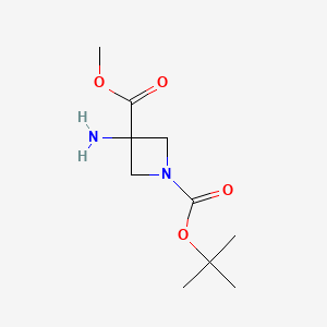 Chemical structure of 1-tert-Butyl 3-methyl 3-aminoazetidine-1,3-dicarboxylate
