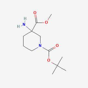 Chemical structure of 1-(tert-Butyl) 3-methyl 3-aminopiperidine-1,3-dicarboxylate
