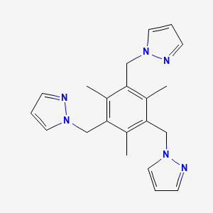 Chemical structure of 1,1',1"-((2,4,6-Trimethylbenzene-1,3,5-triyl)tris(methylene))tris(1H-pyrazole)