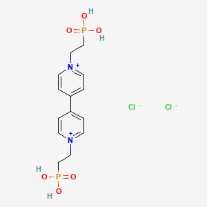 Chemical structure of 1,1'-Bis(2-phosphonoethyl)-[4,4'-bipyridine]-1,1'-diium chloride