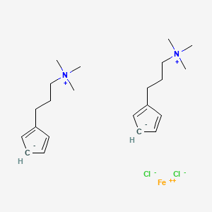 Chemical structure of 1,1'-Bis[3-(trimethylammonio)propyl]ferrocene dichloride