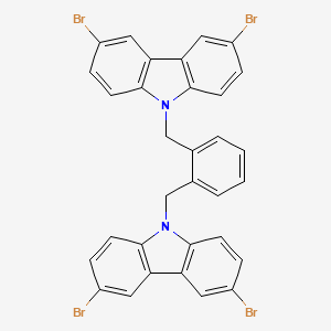 Chemical structure of 1,2-Bis((3,6-dibromo-9H-carbazol-9-yl)methyl)benzene