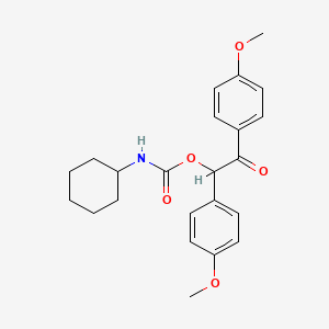 Chemical structure of 1,2-Bis(4-methoxyphenyl)-2-oxoethyl cyclohexylcarbamate