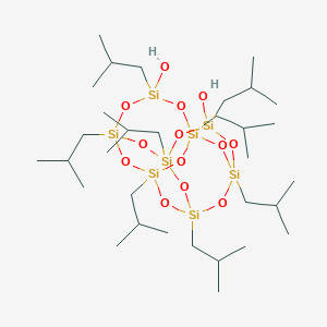 Chemical structure of 1,3,5,7,9,11,13,15-Octaisobutyl-2,4,6,8,10,12,14,16,17,18,19-undecaoxa-1,3,5,7,9,11,13,15-octasilatetracyclo[9.5.1.13,9.15,15]nonadecane-7,13-diol