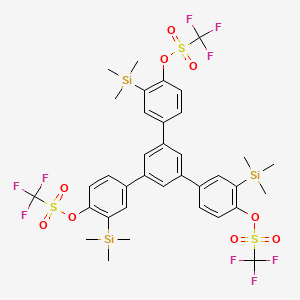 Chemical structure of 1,3,5-Tris[4-(trifluoromethanesulfonyloxy)-3-(trimethylsilyl)phenyl]benzene