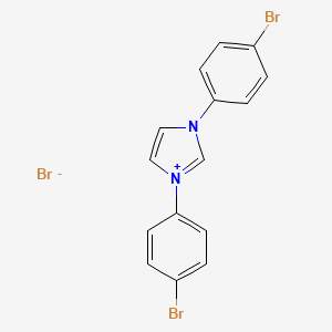 Chemical structure of 1,3-Bis(4-bromophenyl)-1H-imidazol-3-ium bromide