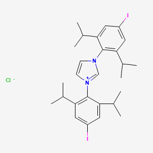 Chemical structure of 1,3-Bis(4-iodo-2,6-diisopropylphenyl)-1H-imidazol-3-iumchloride