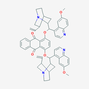 Chemical structure of 1,4-Bis((6-methoxyquinolin-4-yl)(5-vinylquinuclidin-2-yl)methoxy)anthracene-9,10-dione