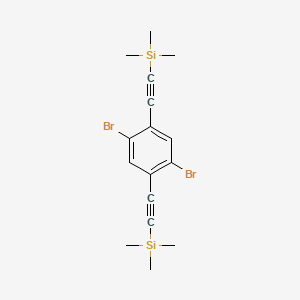 Chemical structure of 1,4-Dibromo-2,5-bis[2-(trimethylsilyl)ethynyl]benzene