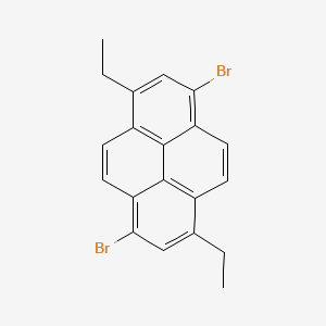 Chemical structure of 1,6-Dibromo-3,8-diethylpyrene