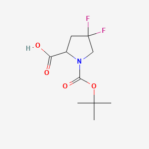 Chemical structure of 1-[(tert-Butoxy)carbonyl]-4,4-difluoropyrrolidine-2-carboxylic acid