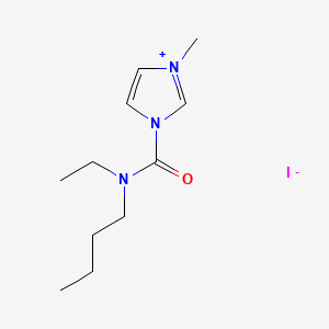 Chemical structure of 1-[butyl(ethyl)carbamoyl]-3-methyl-1h-imidazol-3-ium iodide