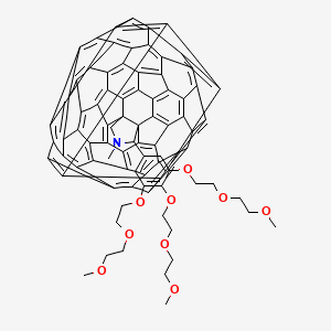 Chemical structure of 1′,5′-Dihydro-1′-methyl-2′-[3,4,5-tris[2-(2-methoxyethoxy)ethoxy]phenyl]-2′H-[5,6]fullereno-C60-Ih-[1,9-c]pyrrole