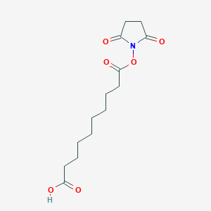 Chemical structure of 10-((2,5-Dioxopyrrolidin-1-yl)oxy)-10-oxodecanoic acid