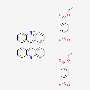 Chemical structure of 10,10'-Dimethyl-9,9'-biacridinium Bis(monomethyl Terephthalate)