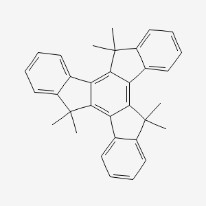 Chemical structure of 10,15-Dihydro-5,5,10,10,15,15-hexamethyl-5H-tribenzo[a,f,k]trindene