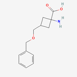Chemical structure of 1-Amino-3-[(benzyloxy)methyl]cyclobutane-1-carboxylic acid