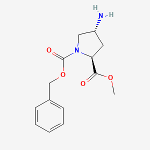 Chemical structure of 1-Benzyl 2-methyl (2S,4R)-4-aminopyrrolidine-1,2-dicarboxylate