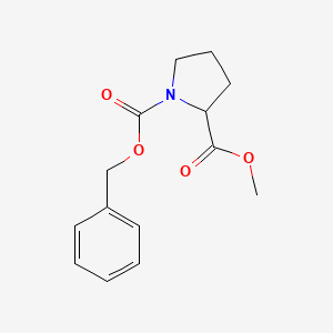 Chemical structure of 1-Benzyl 2-methyl pyrrolidine-1,2-dicarboxylate