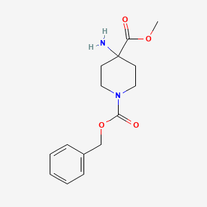 Chemical structure of 1-Benzyl 4-methyl 4-aminopiperidine-1,4-dicarboxylate