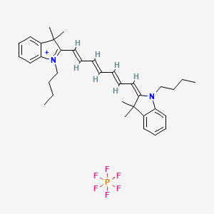 Chemical structure of 1-Butyl-2-((1E,3E,5E,7Z)-7-(1-butyl-3,3-dimethylindolin-2-ylidene)hepta-1,3,5-trien-1-yl)-3,3-dimethyl-3H-indol-1-ium hexafluorophosphate(V)