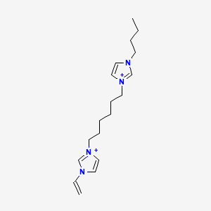 Chemical structure of 1-Butyl-3-(6-(1-vinyl-1H-imidazol-3-ium-3-yl)hexyl)-1H-imidazol-3-ium