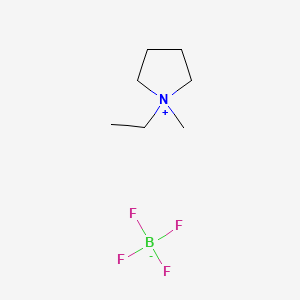 Chemical structure of 1-Ethyl-1-methylpyrrolidinium Tetrafluoroborate