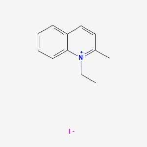 Chemical structure of 1-Ethyl-2-methylquinolinium iodide
