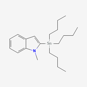 Chemical structure of 1-Methyl-2-(tributylstannyl)-1H-indole