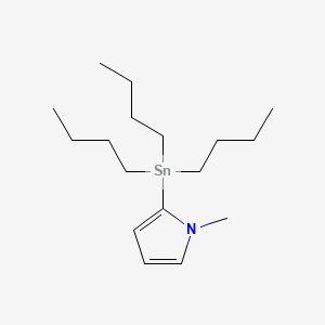 Chemical structure of 1-methyl-2-(tributylstannyl)-1H-pyrrole