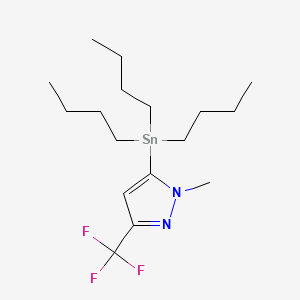 Chemical structure of 1-Methyl-5-(tributylstannyl)-3-(trifluoromethyl)-1H-pyrazole