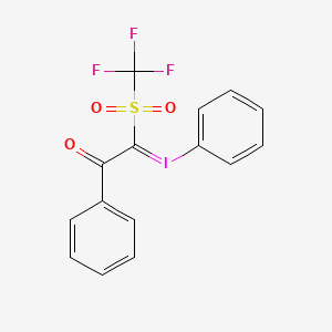 Chemical structure of Benzoyl(phenyliodonio)(trifluoromethanesulfonyl)methanide
