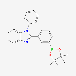 Chemical structure of 1-Phenyl-2-[3-(4,4,5,5-tetramethyl-1,3,2-dioxaborolan-2-yl)phenyl]-1H-benzimidazole