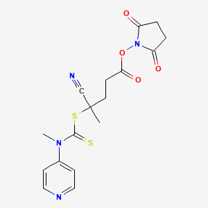 Chemical structure of 1-Succinimidyl-4-cyano-4-[N-methyl-N-(4-pyridyl)carbamothioylthio]pentanoate